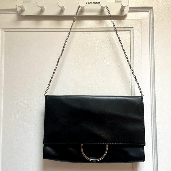 Black Leather Clutch/Shoulder Bag - Picture 8 of 8